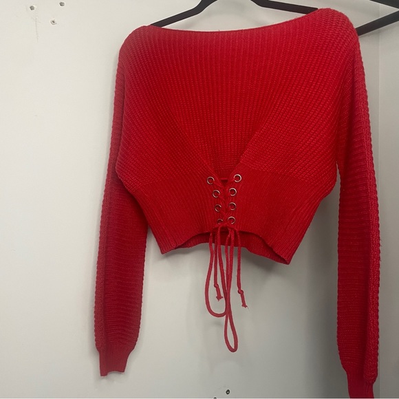 SEEK Chunky knit cropped corset puff sleeve sweater - Picture 4 of 8